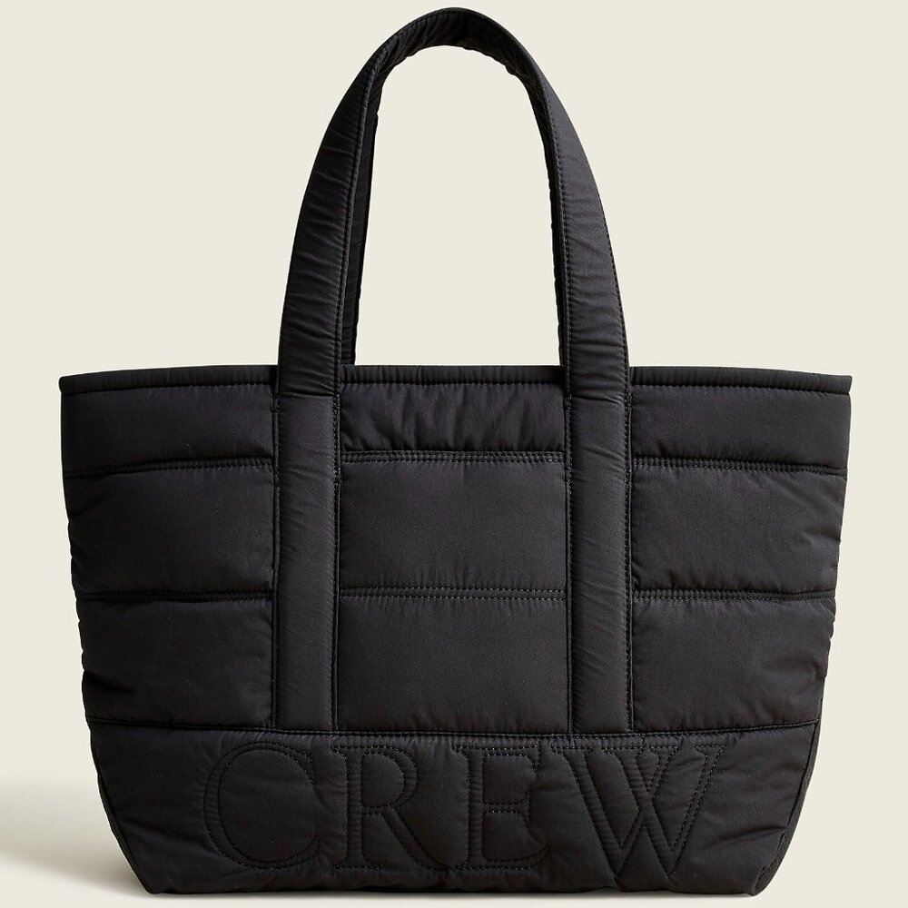 J.CREW BLACK PUFFY QUILTED INSULATED TOTE BAG
